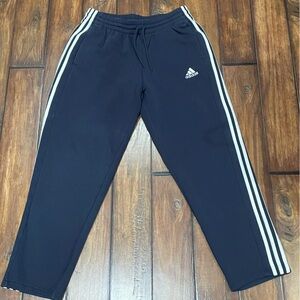Adidas Men's Navy Joggers with White Stripes